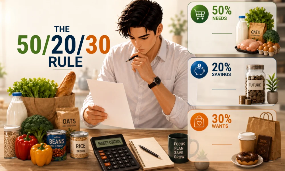 grocery shopping budget 50/20/30 rule
