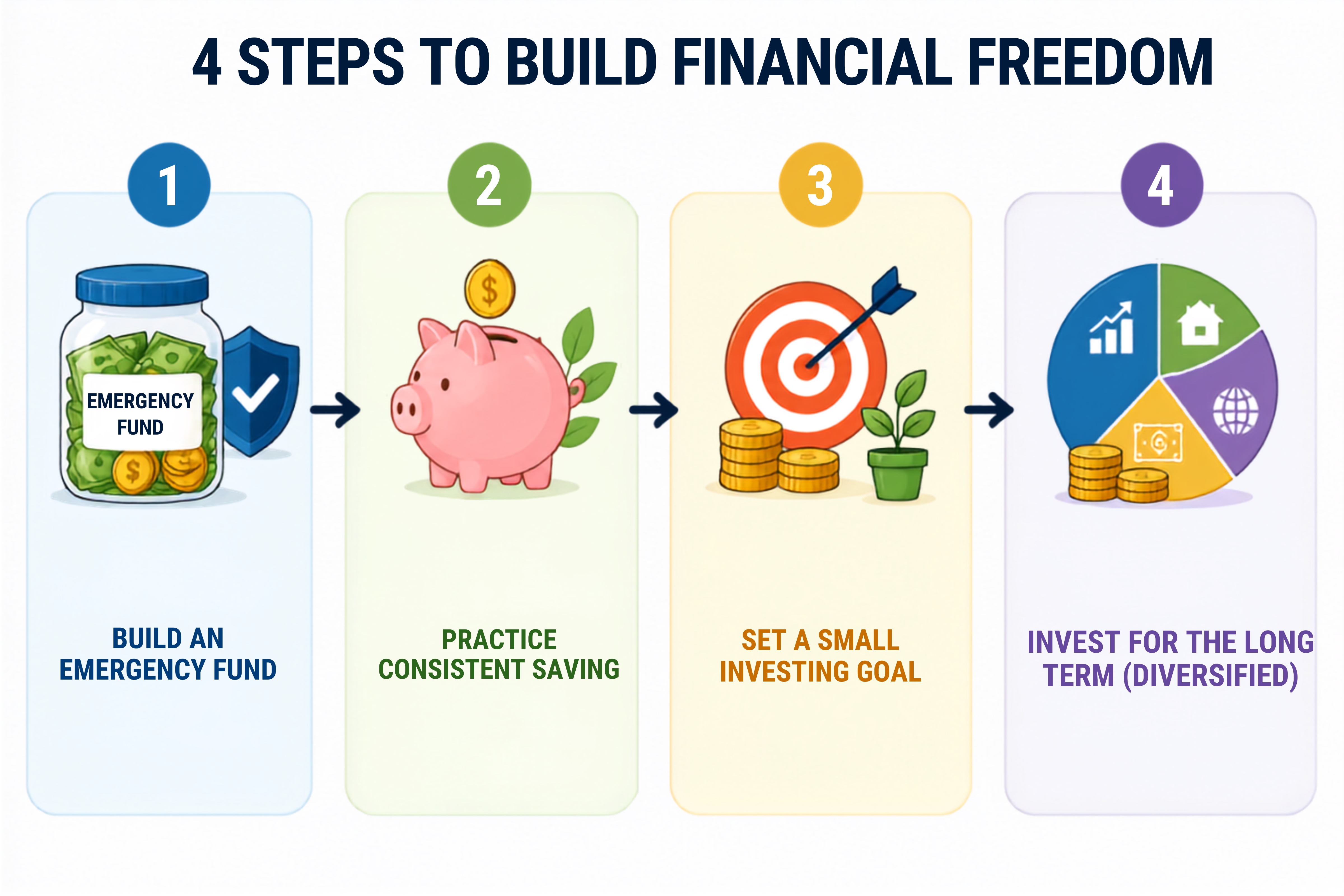 Four step handoff from emergency savings to investing