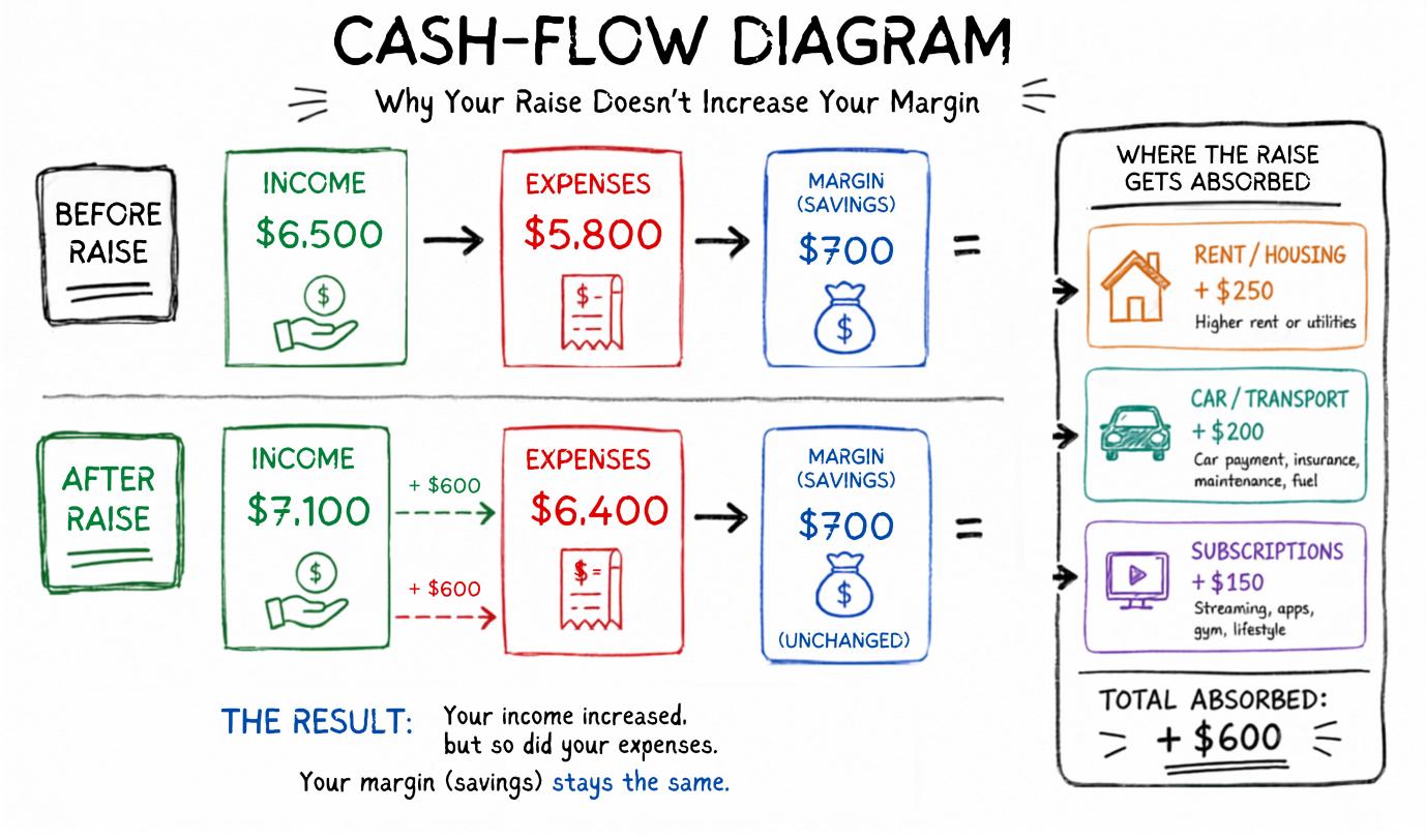 financial mouse trap cash-flow diagram showing why raises do not increase margin