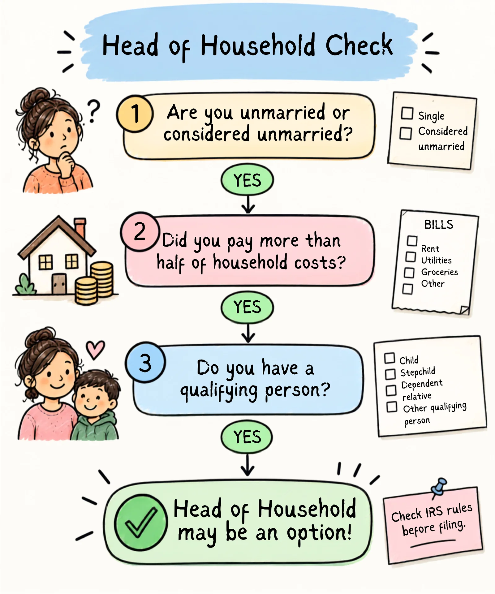 Pre-filing checklist for Head of Household tax status
