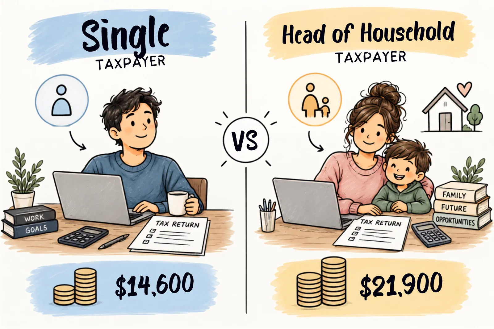 Head of Household vs Single 2026 tax filing status comparison overview